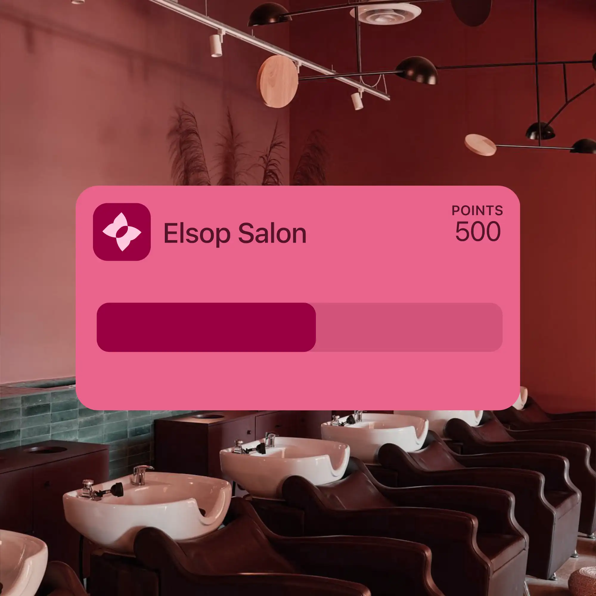 Elsop Salon points card in Apple Wallet, 500 points